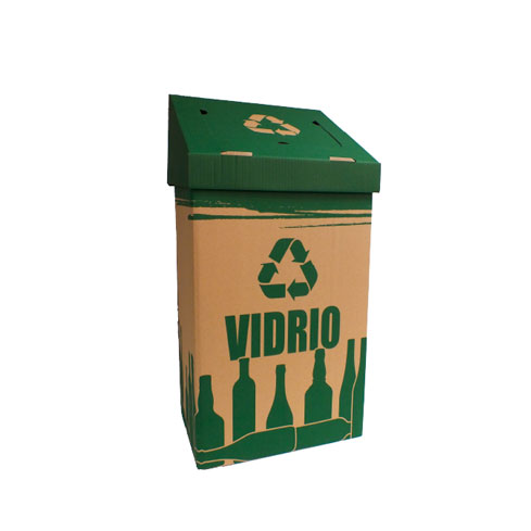 Papelera de cartón para reciclaje de vidrio