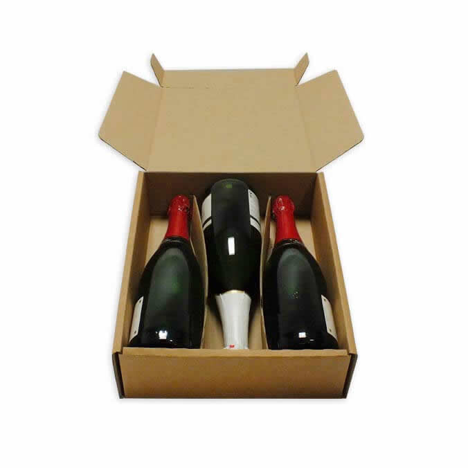 Caja para envío 3 botellas plana con separadores