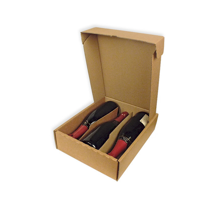 Caja para envío 3 botellas plana con separadores