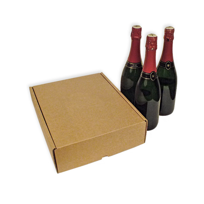 Caja para envío 3 botellas plana con separadores