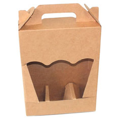 Caja cartón transporte 3 botellas 25cl con ventana