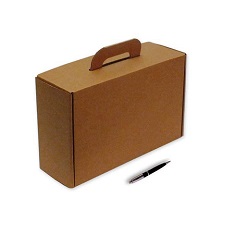 Caja maletín con asa de cartón 330 x 118 x 205 mm