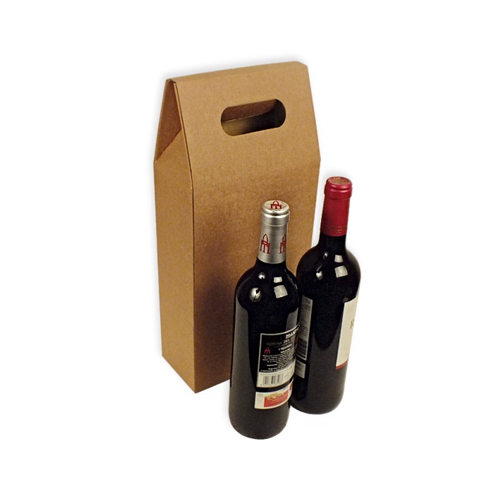 Caja cartón transporte para 2 botellas