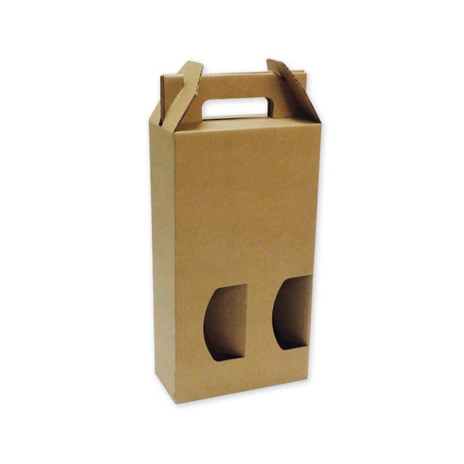 Caja de cartón para 2 botellas con ventanas 