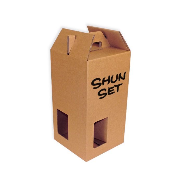 Caja para transporte de 4 botellas con ventanas