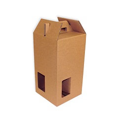 Caja de cartón para 4 Botellas con Ventanas