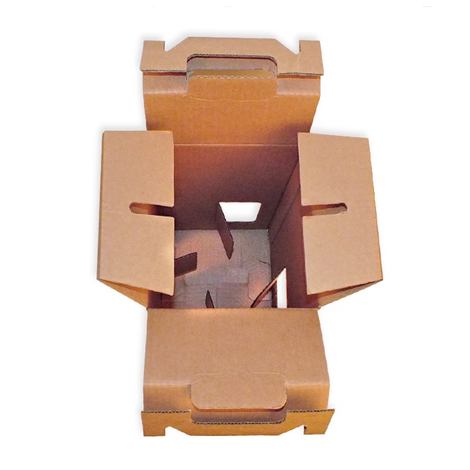 Caja para transporte de 4 botellas con ventanas
