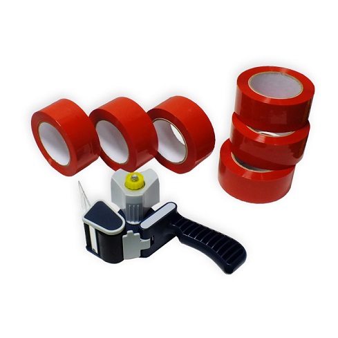Pack cinta adhesiva roja + dispensador