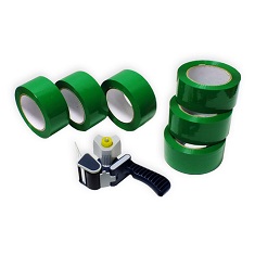 Pack cinta adhesiva verde + dispensador