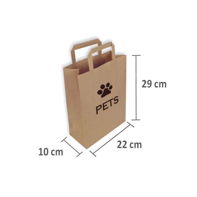 Bolsas de papel personalizadas 22 + 10 x 29 cm. Asa plana