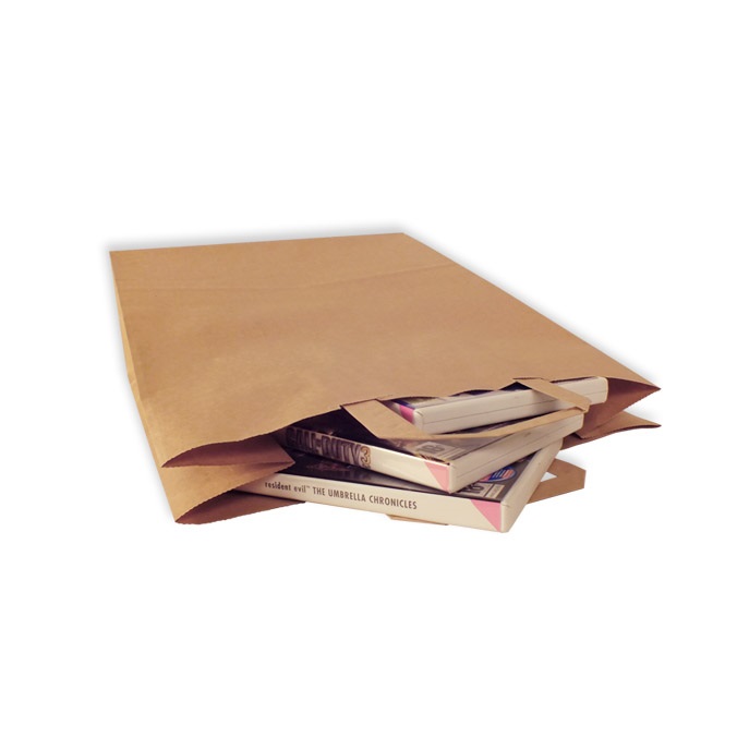Bolsas de Papel Kraft 32 + 13 x 41 cm. Asa Plana 