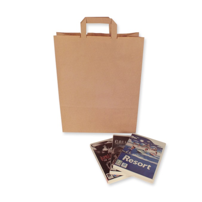 Bolsas de Papel Kraft 32 + 13 x 41 cm. Asa Plana 