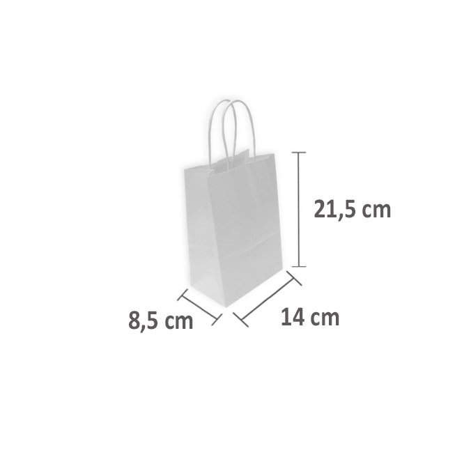 Bolsas de Papel Blancas 14 + 8,5 x 21,5 cm. Mini