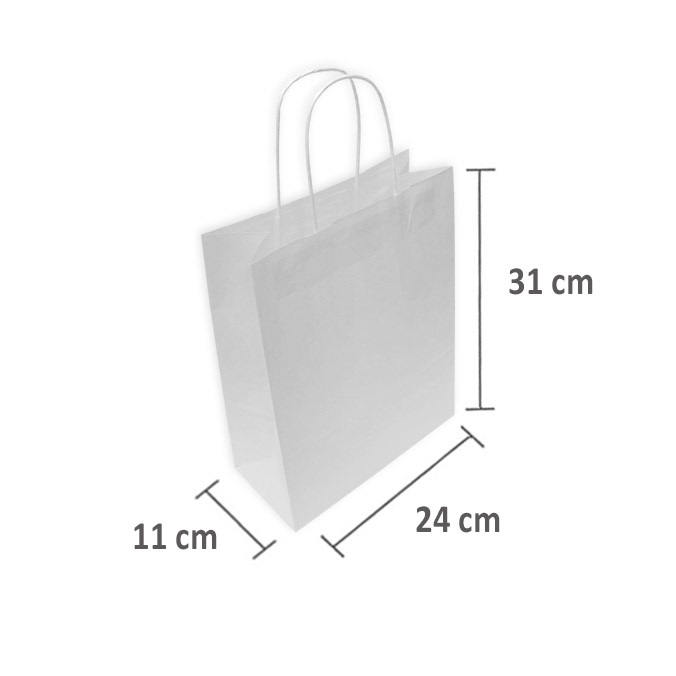 Bolsas de Papel Blancas 24 + 11 x 31 cm
