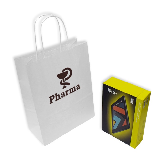 Bolsas papel blancas personalizadas 24 + 11 x 31 cm