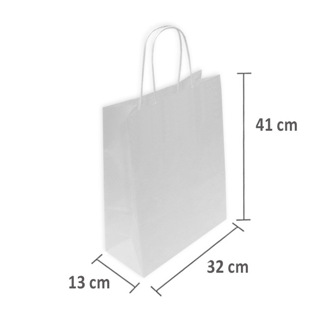 Bolsas de Papel Blancas 32 + 13 x 41 cm.