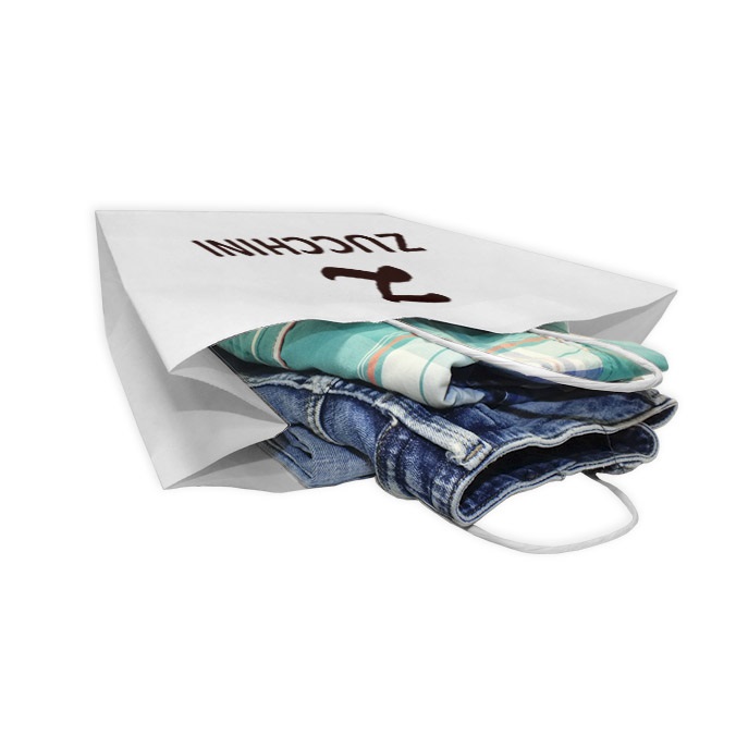 Bolsas papel blanca personalizadas 32 + 13 x 41 cm