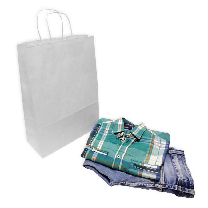 Bolsas de Papel Blancas 32 + 13 x 41 cm.
