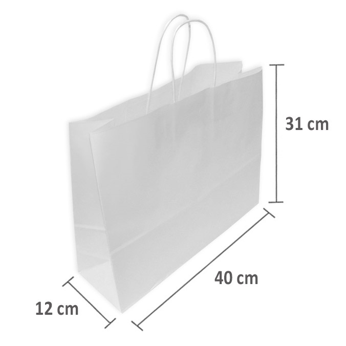 Bolsas de Papel Blancas 40 + 12 x 31 cm
