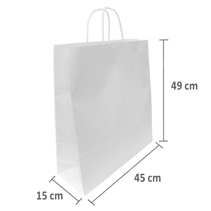 Bolsas de Papel Blancas 45 + 15 x 49 cm