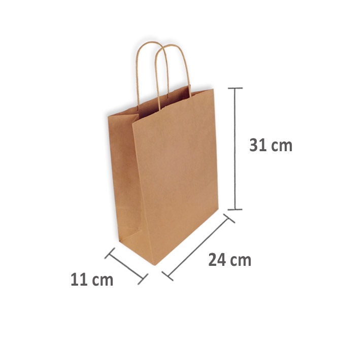 Bolsas Papel Kraft 24 + 11 x 31 cm