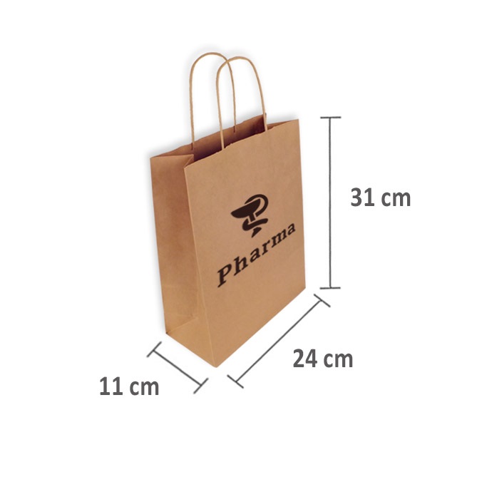 Bolsas de papel personalizadas 24 + 11 x 31 cm