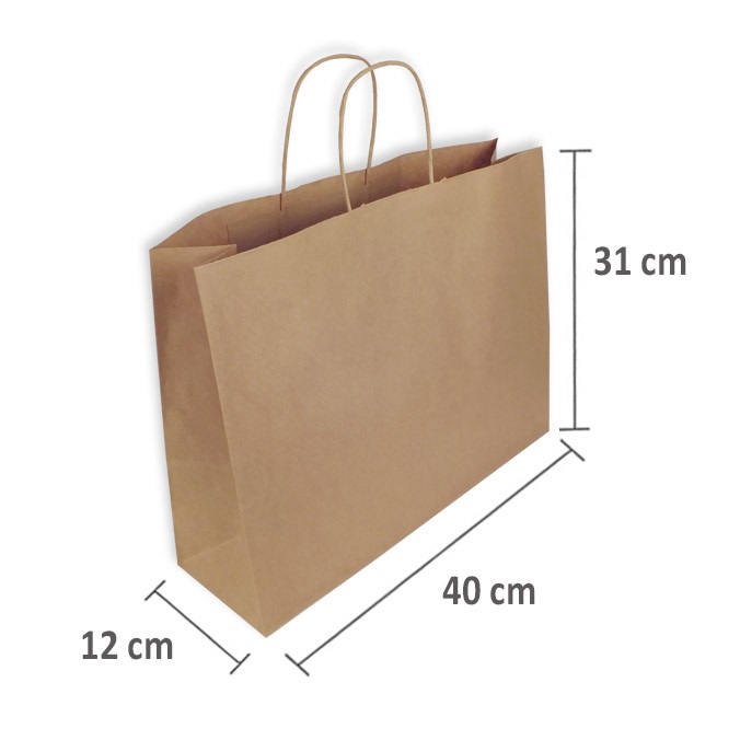 Bolsas Papel Kraft 40 + 12 x 31 cm
