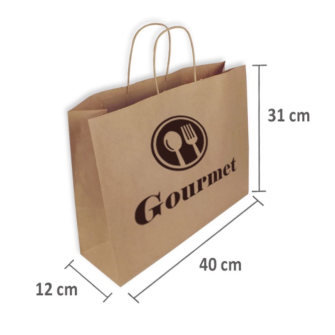 Bolsas de papel personalizadas 40 + 12 x 31 cm