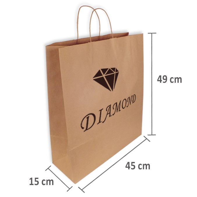 Bolsas de papel personalizadas 45 + 15 x 49 cm 