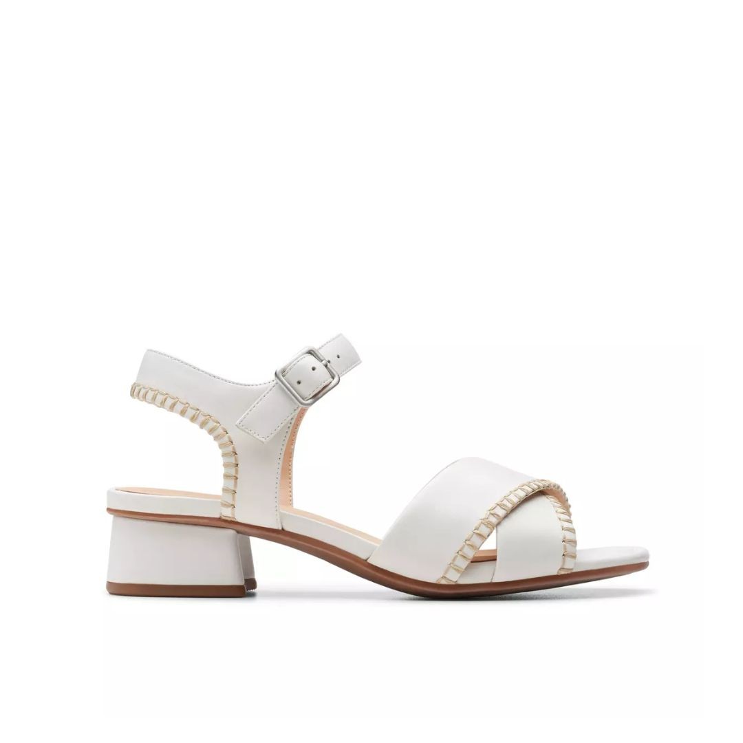 Clarks Women's Lorene Bright Heeled Sandal - Leather Upper With OrthoLite Footbed & Rubber Sole