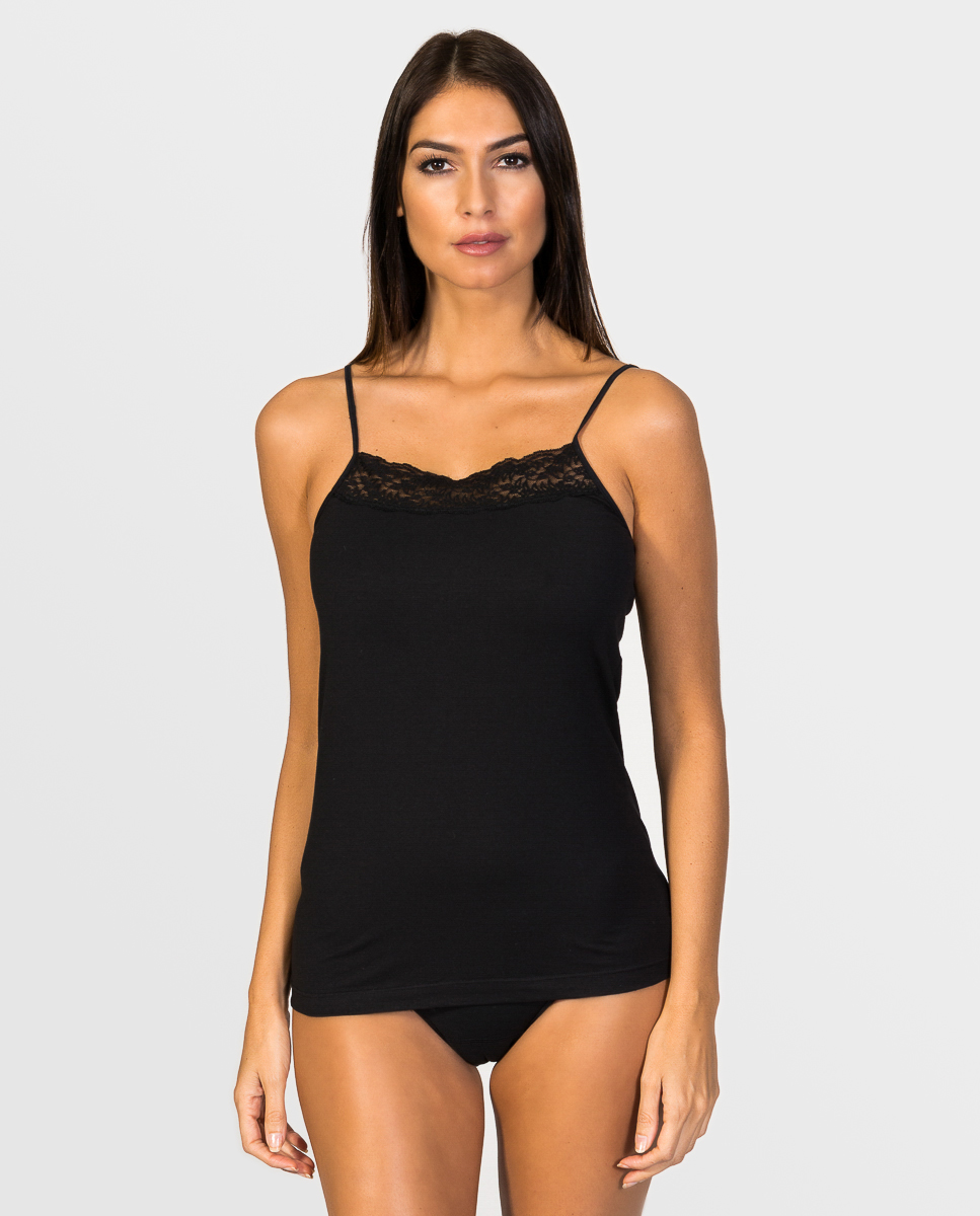 Straight-Neck Lace Spaghetti Top | Women's Vest | ZD