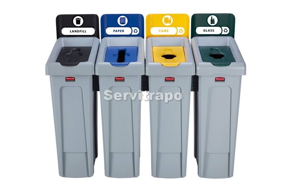 Kit d'estació de reciclatge Slim Jim de 4 contenidors amb tapes de ...