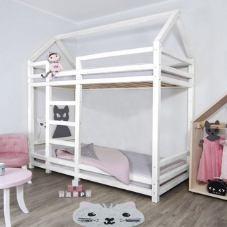 BUNK BED TWINY WHITE RIGHT 90X190