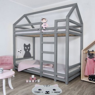 BUNK BED TWINY GREY  LEFT 120X200