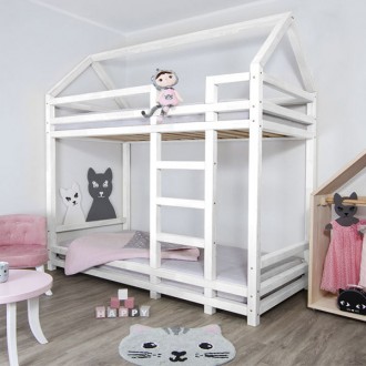 BUNK BED TWINY WHITE  LEFT 90X190