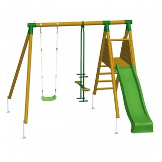 Wooden playground with rocking chair