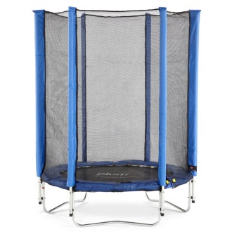 Blue trampoline with safety net 140cm