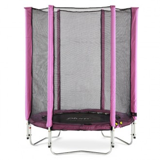 Pink trampoline with safety net 140cm