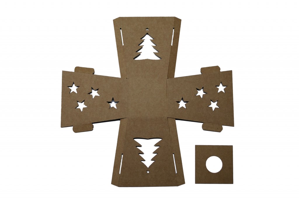 Diseño del portavelas de cartón decorativo Navidad
