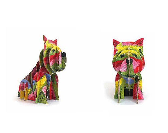 Puppy hecho de cajas de cartón reciclado  en color Guguggenheim Bilbao